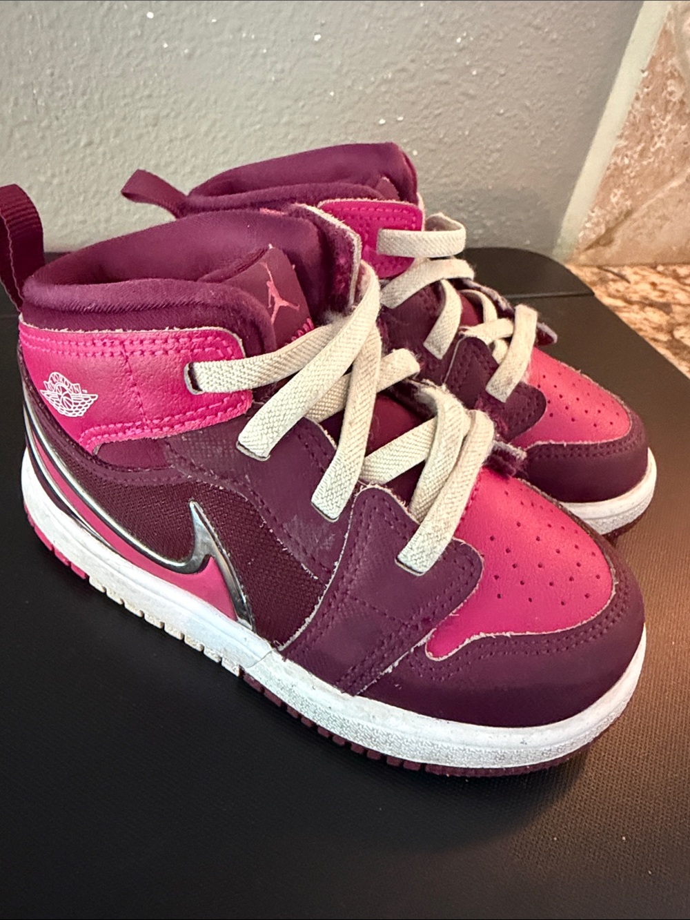 Nike Kids High-Top Sneakers in Pink and Plum